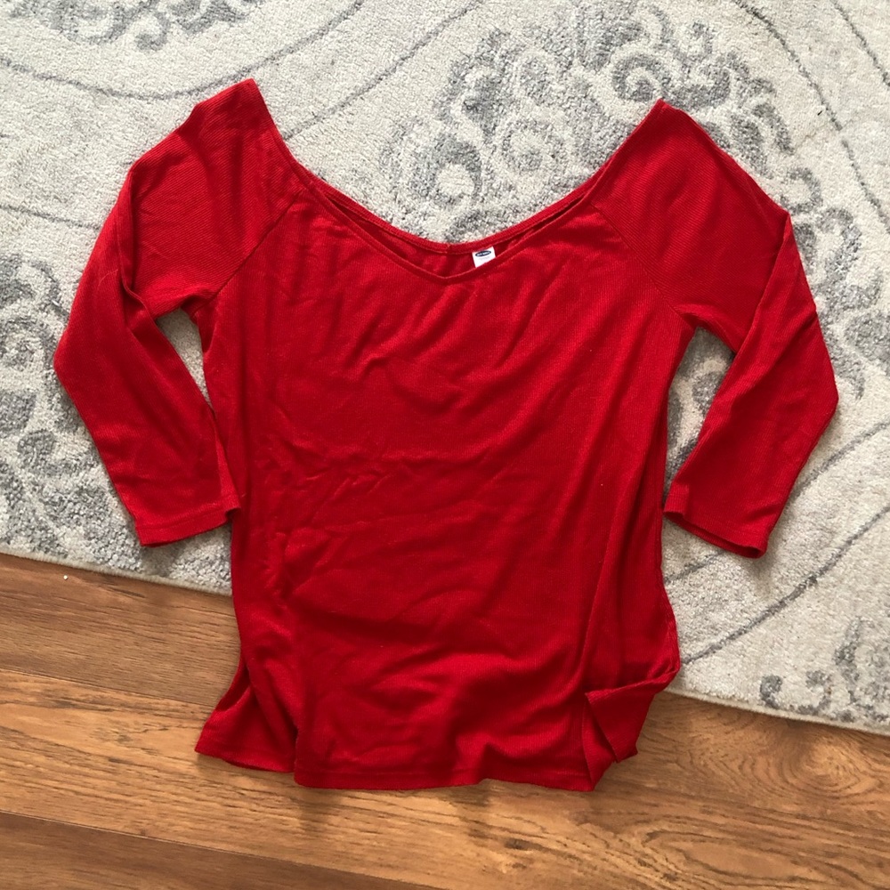 Red off shoulder tee